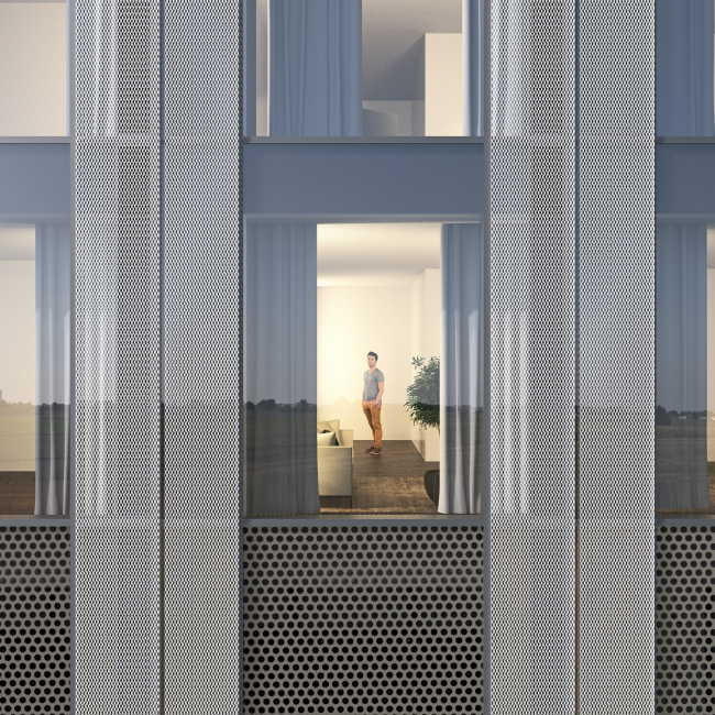 Housing complex with an underground parking garage on the Krasnopresnenskaya Embankment. Lamellae � Sergey Skuratov Architects