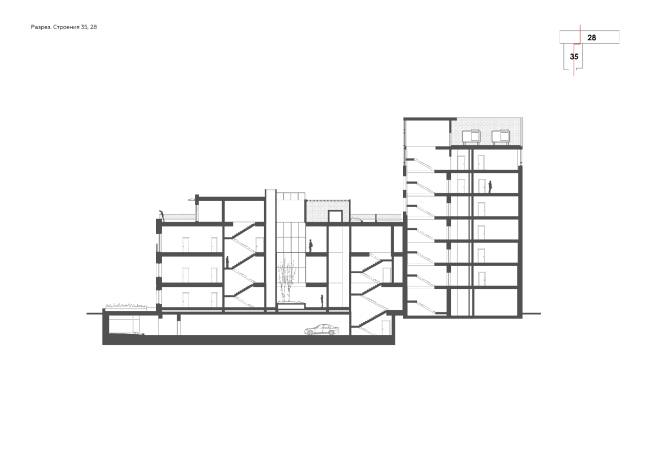 "Bolshevik" apartment housing complex. Section view  IND Architects