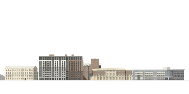 Development drawing along the Pionerskaya Street � Anatoly Stolyarchuk architects, 2017