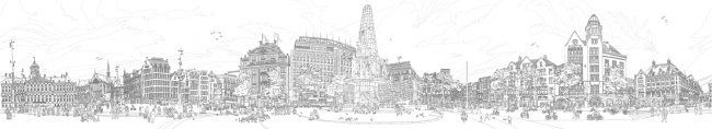 360 Degrees Panorama of the Dam Square. �����: Elles Middelians, Studio Ellessi (����������)