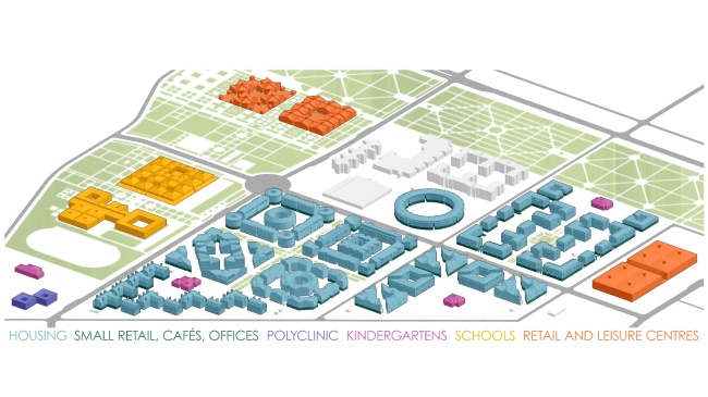 Axonometry of the construction fragment. Residential area in Pushkin � Studio 44