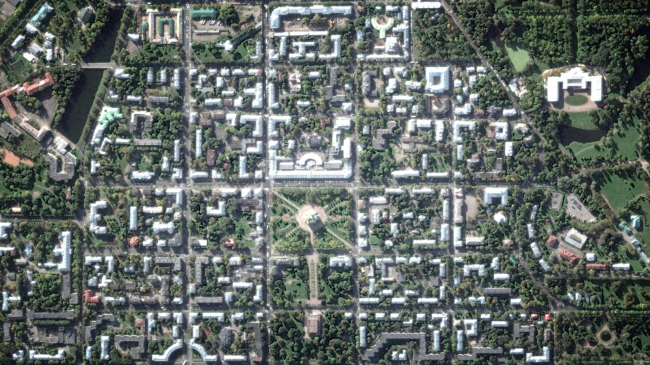 Housing construction in the center of Pushkin. Satellite photography  Studio 44