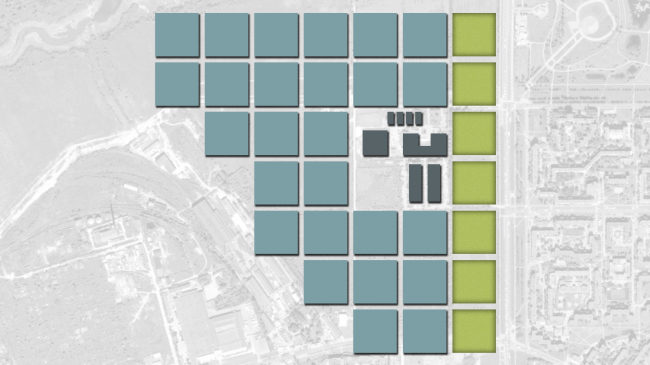 Dissecting the plot into the basic squares. Residential area in Pushkin  Studio 44