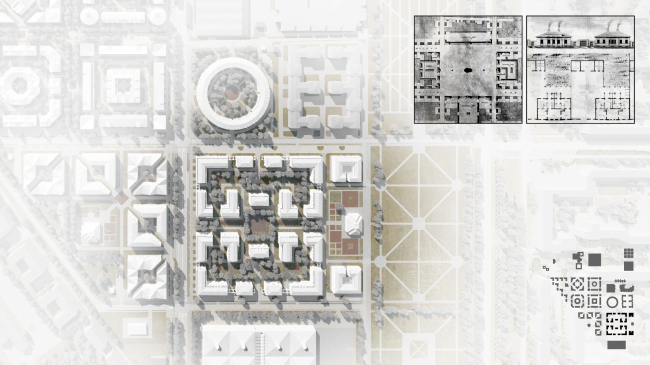 Plan of the construction fragment with historical prototypes. Residential area in Pushkin  Studio 44