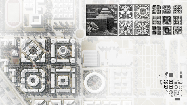 Plan of the construction fragment with historical prototypes. Residential area in Pushkin  Studio 44