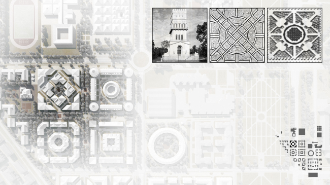 Plan of the construction fragment with historical prototypes. Residential area in Pushkin  Studio 44