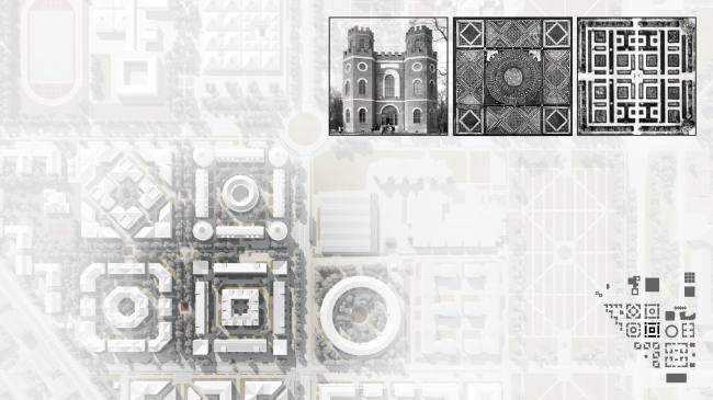 Plan of the construction fragment with historical prototypes. Residential area in Pushkin  Studio 44