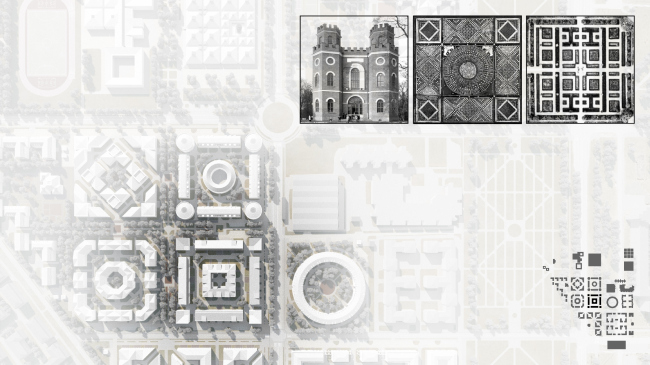 Plan of the construction fragment with historical prototypes. Residential area in Pushkin � Studio 44