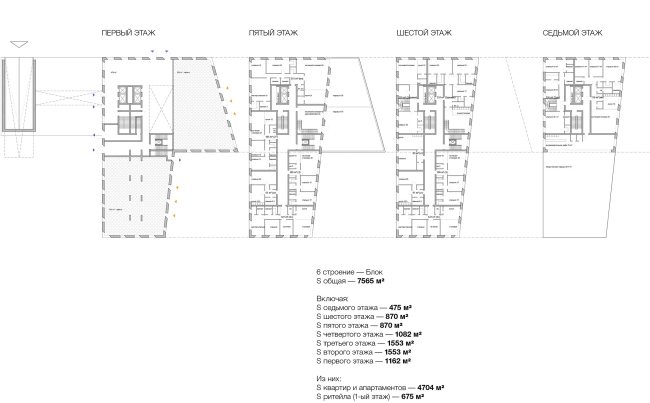 Competition project for renovating the Sytin Printworks into a premium-class apartment and housing complex. Layout. Blok's "The Twelve" building � Kleinewelt Architekten