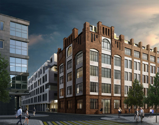 Competition project for renovating the Sytin Printworks into a premium-class apartment and housing complex. Layout. Tolstoy building  Kleinewelt Architekten