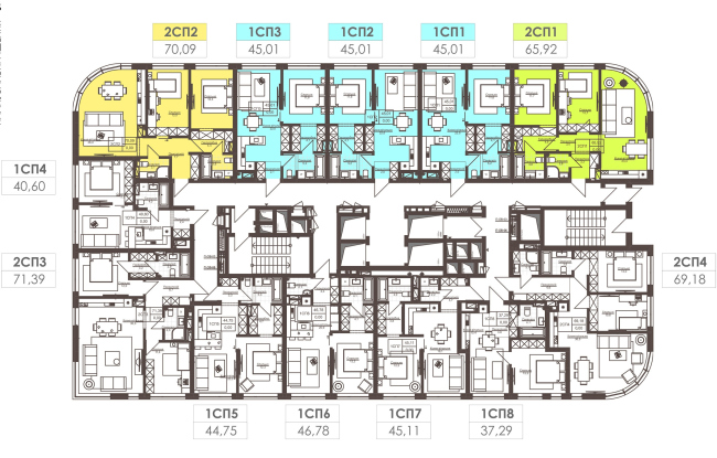 Жилой комплекс White Lines. Типовой жилой  3-5 этаж © Архиматика