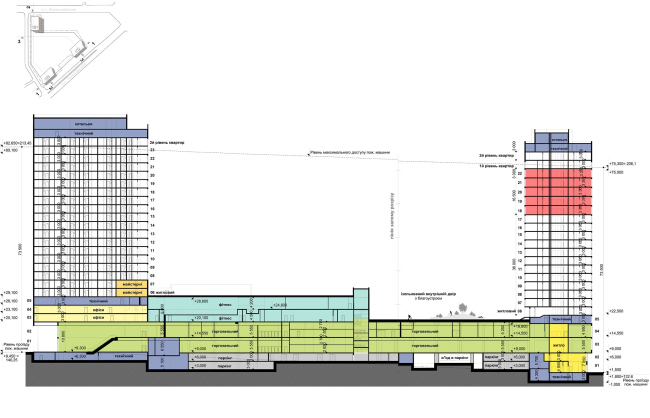 White Lines housing complex. Section view 2-2 � Archimatika
