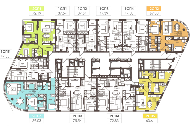 White Lines housing complex. The standard floor 1-5 � Archimatika
