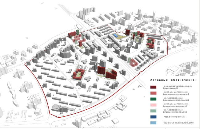 Concept of reorganizing City Blocks 32-33 and 34-35 in the area of the Vernadskogo Avenue. Wave migration. The second stage of building the third wave  Ginsburg Architects + Mosproject