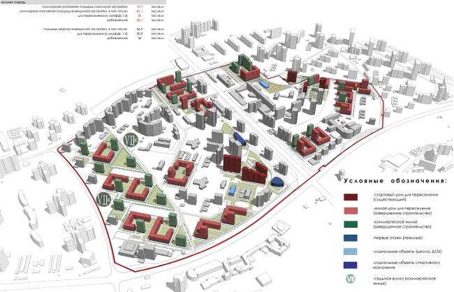 Concept of reorganizing City Blocks 32-33 and 34-35 in the area of the Vernadskogo Avenue. Wave migration. The final stage of construction  Ginsburg Architects + Mosproject