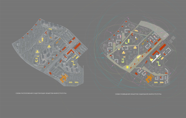 Concept of reorganizing City Blocks 32-33 and 34-35 in the area of the Vernadskogo Avenue. Social infrastructure projects  Ginsburg Architects + Mosproject