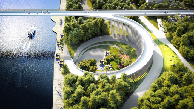 "Square on the water" is connected with an improved embankment and a recreation zone running along the Moskva River's waterfront  UNK project