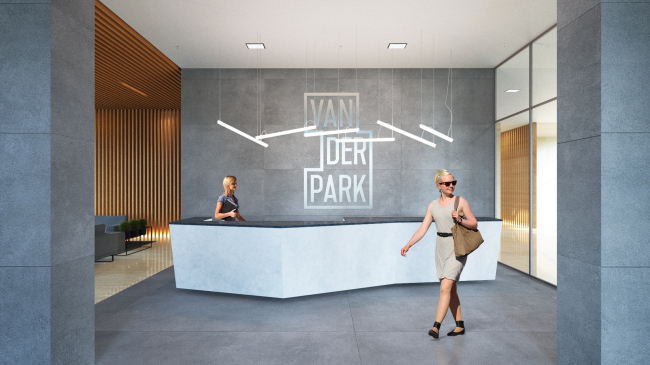 Interior of the main lobby of the complex � APEX project bureau