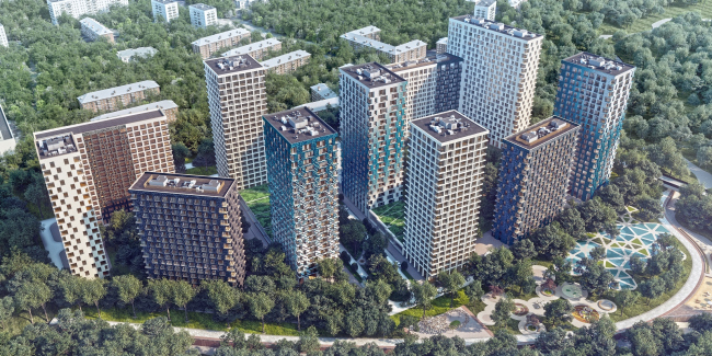 Life-Kutuzovsky housing complex, a project. Birds-eye view.