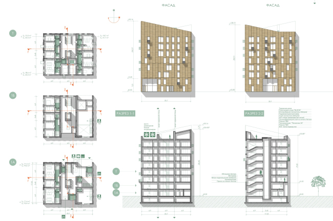 Концепция стандартного жилья для среднеэтажной модели застройки © «План Б» (Россия)