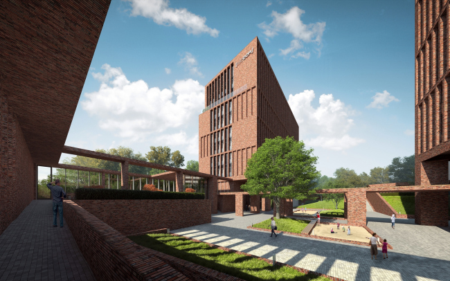 "Egodom" housing complex. The inner yard 3D visualization � Sergey Skuratov ARCHITECTS