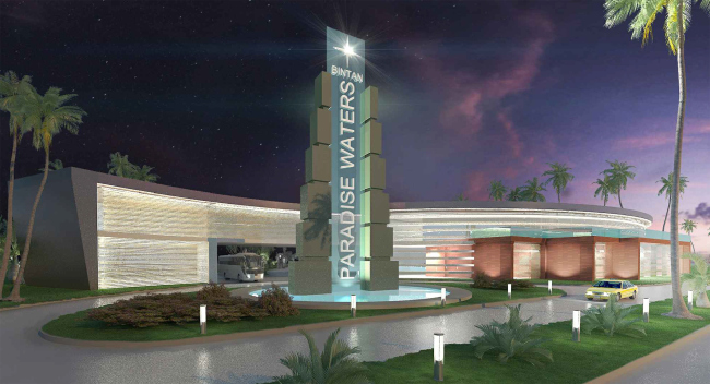 Development of the territory of "Paradise Waters" resort. The entrance group � Arhitekturium
