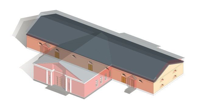 The project of restoring the Zvenigorod Manège. The 1830's. Graphic reconstruction � People's Architect