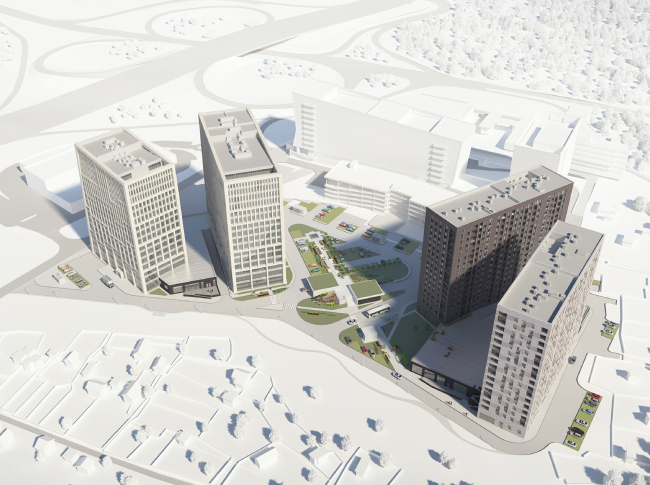 Hotel and business complex on the Rublevo-Uspenskoe Highway. Axonometry � Sergey Kisselev and Partners