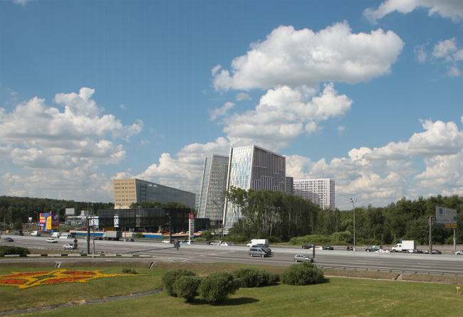 Hotel and business complex on the Rublevo-Uspenskoe Highway. Photo visualization. View from the Rublevskoe Highway  Sergey Kisselev and Partners