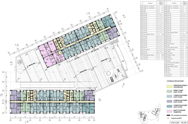 Hotel and business complex on the Rublevo-Uspenskoe Highway. Fragment of Buildings B, (hotel). Plan of the 2nd floor  Sergey Kisselev and Partners