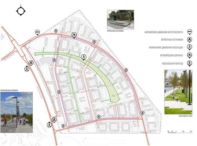 Architectural and town planning concept of housing construction in the city of Orenburg. Vehicle and pedestrian streams  Sergey Kisselev and Partners