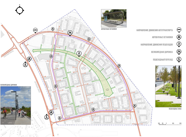 Architectural and town planning concept of housing construction in the city of Orenburg. Vehicle and pedestrian streams � Sergey Kisselev and Partners