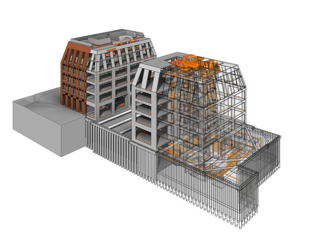 A housing complex at the Dolgorukovskaya Street. BIM model with fiber mapping of the elements of the building � APEX project bureau