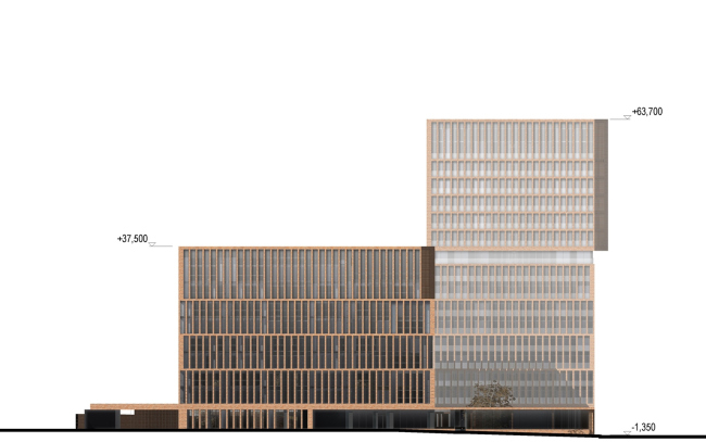 "Egodom" housing complex. The side facade  Sergey Skuratov ARCHITECTS