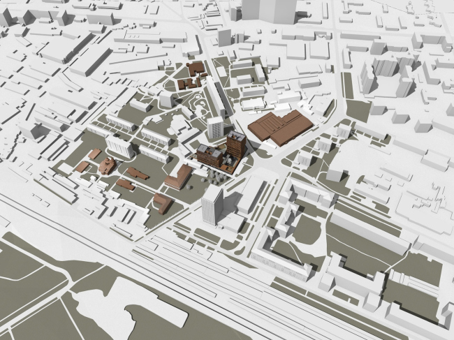 "Egodom" housing complex. Visualization of the surrounding buildings with historical sites highlighted � Sergey Skuratov ARCHITECTS