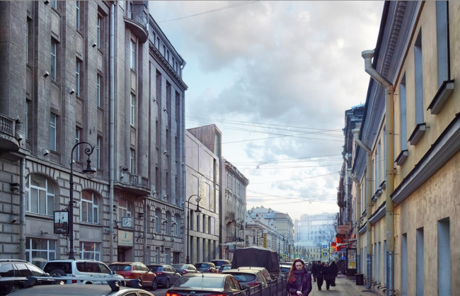 Concept of developing the Dostoyevsky Literary Memorial Museum. View of the museum from the Marata Street  Evgeny Gerasimov & Partners