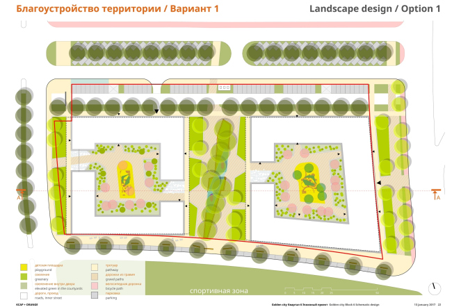 "Golden City" residential complex. Block #6. Masterplan, draft  KCAP + ORANGE + A.Len