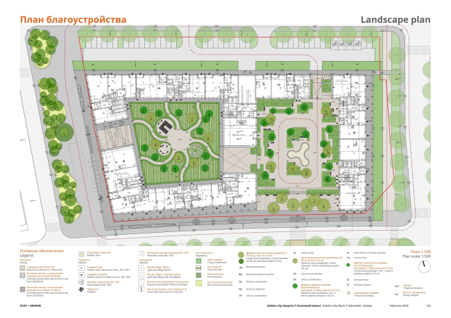 "Golden City" residential complex. Block #7. Landscaping plan  KCAP + ORANGE + A.Len