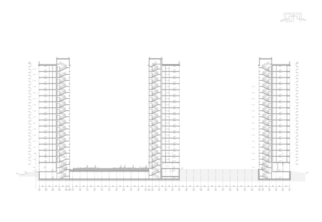 "Golden City" residential complex. Block #7. Section view 2-2  KCAP + ORANGE + A.Len