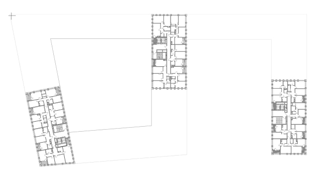 "Golden City" residential complex. Block #7. Plan of the standard floor of the tower  KCAP + ORANGE + A.Len