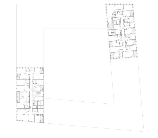 "Golden City" residential complex. Block #6. Building 2, the standard plan of the towers  KCAP + ORANGE + A.Len