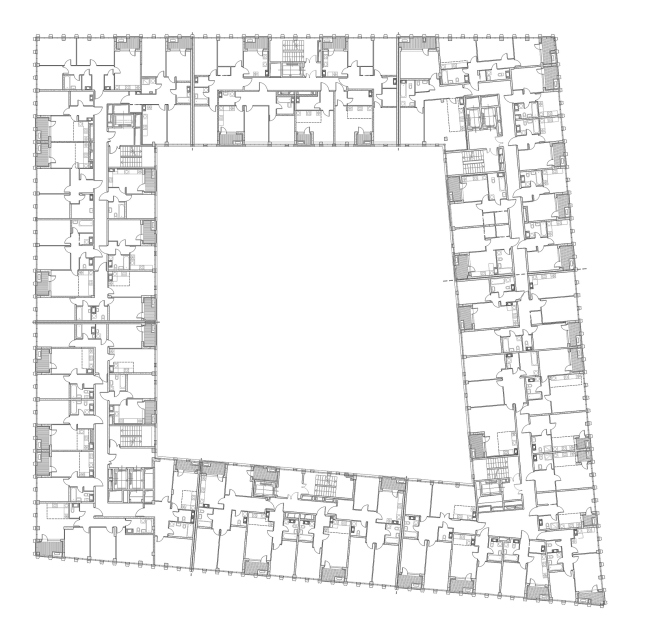 "Golden City" residential complex. Block #6. Building 2, the standard floor  KCAP + ORANGE + A.Len