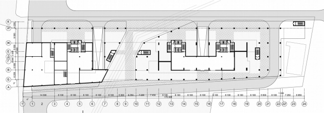 Жилой комплекс «Versis» на Нахимовском проспекте. План 1 этажа © Архитектурное бюро Асадова