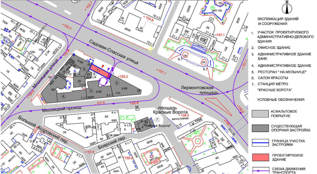 Administrative and business building in the Myasnitsky Drive. Location plan.