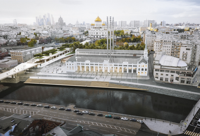 View of the complex from the Bolotnaya Embankment. Photo courtesy by Renzo Piano Building Workshop (RPBW)