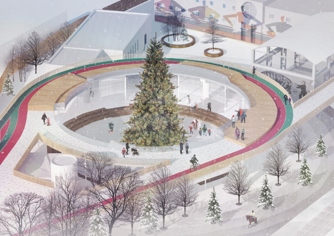 The zone of the All-Russia Exhibition center that completes the turnaround with a theater stage. "Monosad" project � WOWHAUS