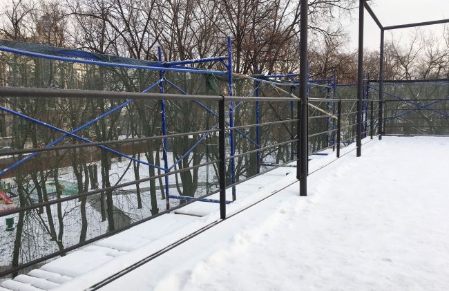 The Narkomfin Building. The pergola after restoration. Photo courtesy by Ginsburg Architects