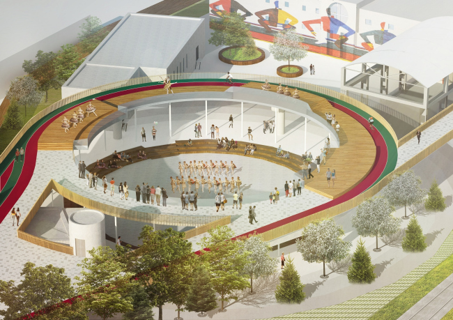 The of the All-Russia Exhibition center that completes the turnaround with a theater stage. "Monosad" project � WOWHAUS