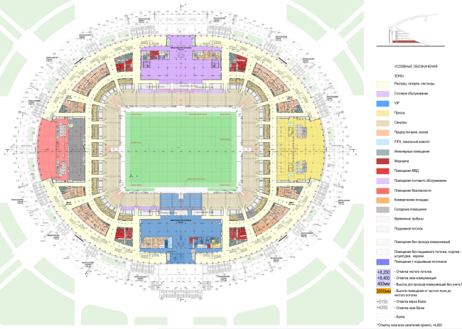 The plan at the mark of +5400, FIFA mode. Luzhniki Stadium, reconstruction 2015-2018. SPEECH. Photograph  Ilia Ivanov