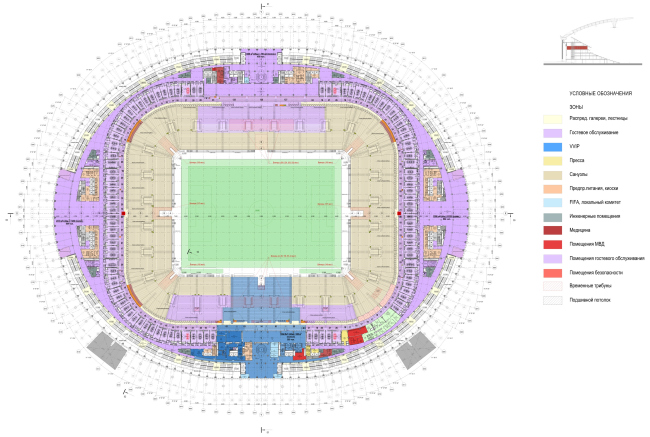 The plan at the mark of +16800, FIFA mode. Luzhniki Stadium, reconstruction 2015-2018. SPEECH. Photograph  Ilia Ivanov
